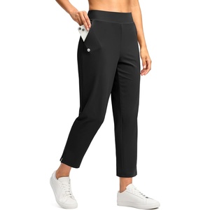 G Gradual Women’s Pants Ankle 7/8 Golf Pants 3 Pockets Stretchy Travel Pants Inner Drawstring for Work Business Casual(Black)