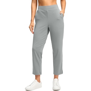 G Gradual Women’s Pants Ankle 7/8 Golf Pants 3 Pockets Stretchy Travel Pants Inner Drawstring for Work Business Casual(Bright Grey)