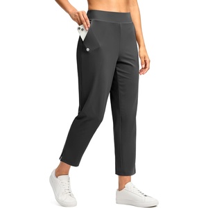 G Gradual Women’s Pants Ankle 7/8 Golf Pants 3 Pockets Stretchy Travel Pants Inner Drawstring for Work Business Casual(Dark Grey)