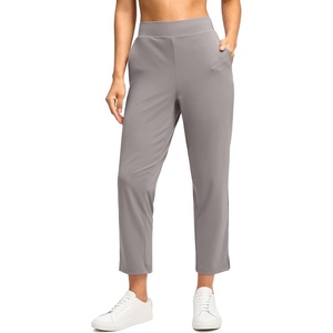 G Gradual Women’s Pants Ankle 7/8 Golf Pants 3 Pockets Stretchy Travel Pants Inner Drawstring for Work Business Casual(Dusty Grey)