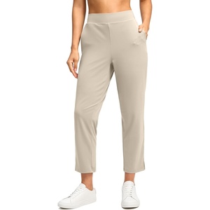 G Gradual Women’s Pants Ankle 7/8 Golf Pants 3 Pockets Stretchy Travel Pants Inner Drawstring for Work Business Casual(Dusty White)