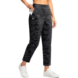 G Gradual Women’s Pants Ankle 7/8 Golf Pants 3 Pockets Stretchy Travel Pants Inner Drawstring for Work Business Casual(Grey Camo)