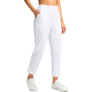 G Gradual Women’s Pants Ankle 7/8 Golf Pants 3 Pockets Stretchy Travel Pants Inner Drawstring for Work Business Casual(White)