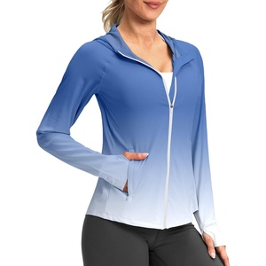 G Gradual Women’s UPF 50+ Sun Protection Hoodie Jacket Lightweight Zip Up Jackets Long Sleeve Shirts for Women Hiking Outdoor(Blue/White Gradient)