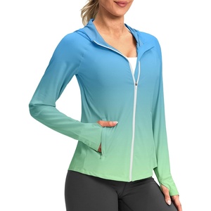G Gradual Women’s UPF 50+ Sun Protection Hoodie Jacket Lightweight Zip Up Jackets Long Sleeve Shirts for Women Hiking Outdoor(Green/Yellow Gradient)