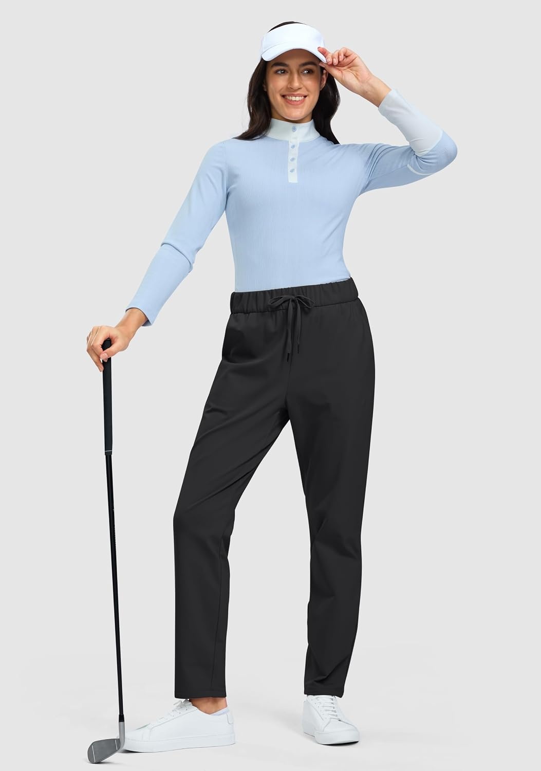 image:imageG Gradual Fleece Lined Pants Women 27529 Golf Pants 3 Pockets Water Resistant Warm Sweatpants for Cold WeatherBlack
