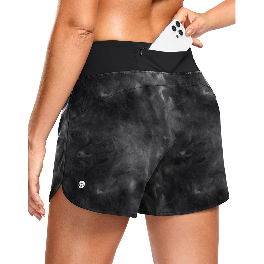 image:imageG Gradual Womens Running Shorts with Mesh Liner 3 Workout Athletic Shorts for Women with Phone PocketsTie Dye Black