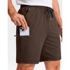 G Gradual Men’s Sweat Casual Shorts Soft Moisture Wicking Athletic Gym Shorts with 3 Pockets for Lounge Workout Running(Heather Dark Brown)