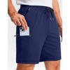 G Gradual Men’s Sweat Casual Shorts Soft Moisture Wicking Athletic Gym Shorts with 3 Pockets for Lounge Workout Running(Heather Navy)