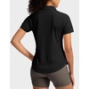 G Gradual Womens Golf Shirt Metal Zip Up Polo Short Sleeve Tennis Work Athletic Collared Top Quick Dry Lightweight(Black)