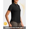 G Gradual Womens Golf Shirt Metal Zip Up Polo Short Sleeve Tennis Work Athletic Collared Top Quick Dry Lightweight(Black)