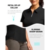 G Gradual Womens Golf Shirt Metal Zip Up Polo Short Sleeve Tennis Work Athletic Collared Top Quick Dry Lightweight(Black)