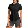 G Gradual Womens Golf Shirt Metal Zip Up Polo Short Sleeve Tennis Work Athletic Collared Top Quick Dry Lightweight(Black)