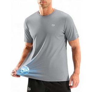 G Gradual Men’s Cooling Running Shirts Moisture Wicking Breathable Workout T-Shirt UPF 50+ Ice Performance Tee for Athletic(Light Grey)