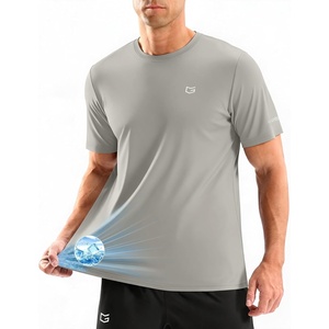 G Gradual Men’s Cooling Running Shirts Moisture Wicking Breathable Workout T-Shirt UPF 50+ Ice Performance Tee for Athletic(Warm Grey)