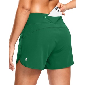 G Gradual Women’s Running Shorts with Mesh Liner 3″ Workout Athletic Shorts for Women with Phone Pockets(Green)