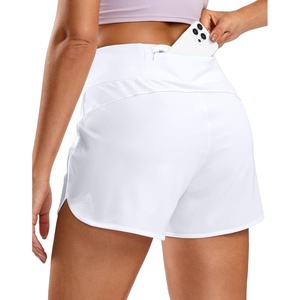 G Gradual Women’s Running Shorts with Mesh Liner 3″ Workout Athletic Shorts for Women with Phone Pockets(White)