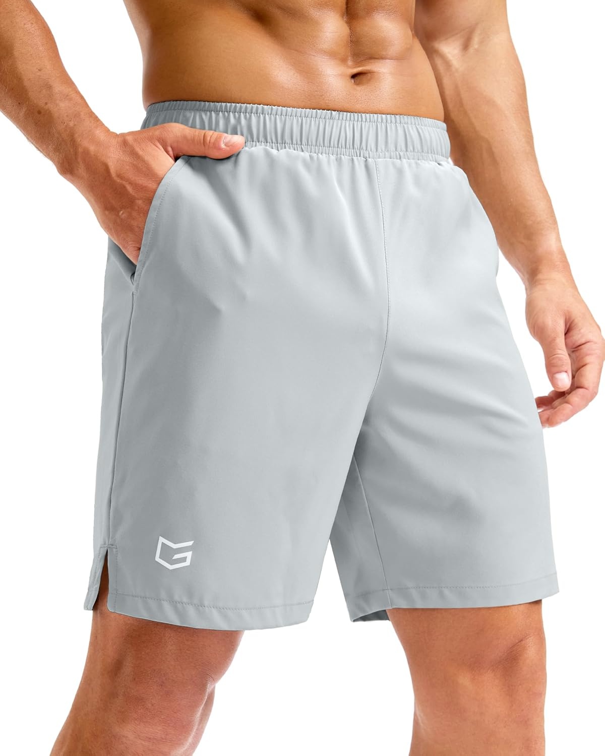 image:imageG Gradual Mens Athletic Running Shorts with Pockets Lightweight Quick Dry 5 7 9 Basketball Workout Gym Shorts for MenBright Grey