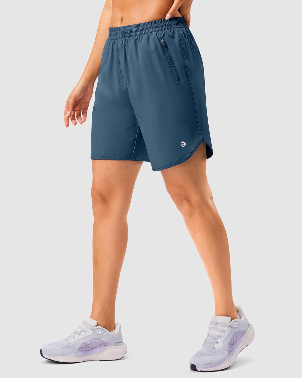 image:imageG Gradual 57 Athletic Running Shorts for Women 2 Zipper Pockets Lightweight Workout Gym Summer Dolphin Shorts with LinerBlue Grey