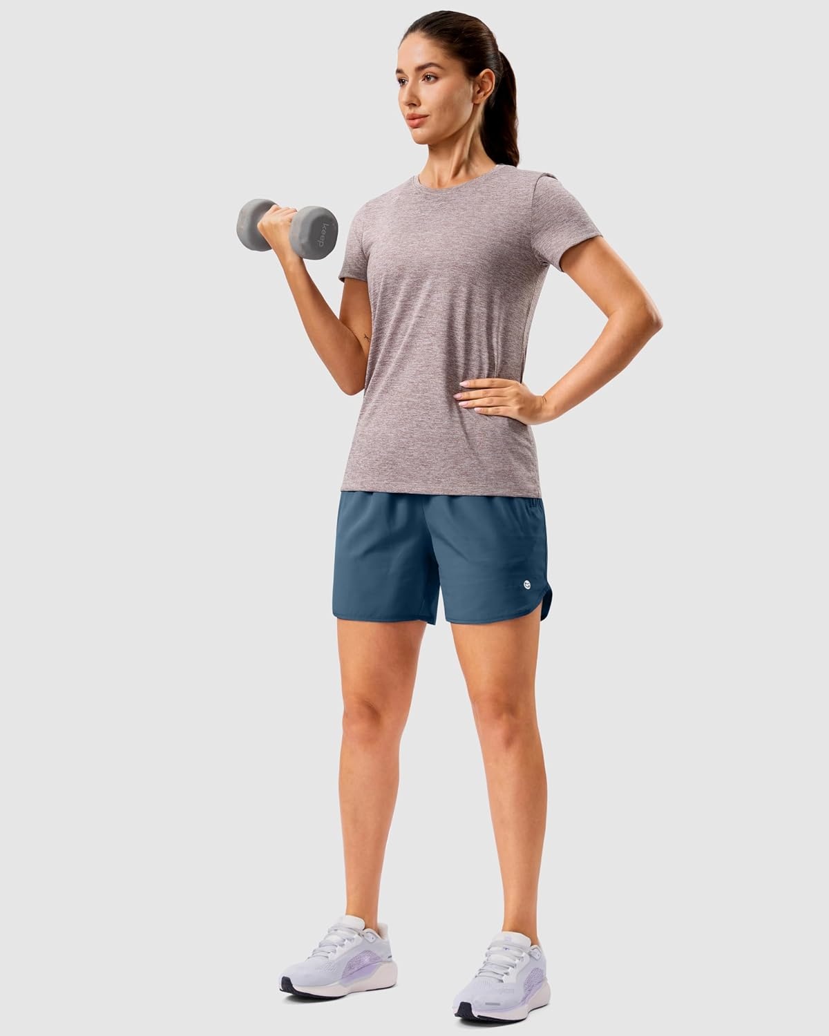 image:imageG Gradual 57 Athletic Running Shorts for Women 2 Zipper Pockets Lightweight Workout Gym Summer Dolphin Shorts with LinerBlue Grey