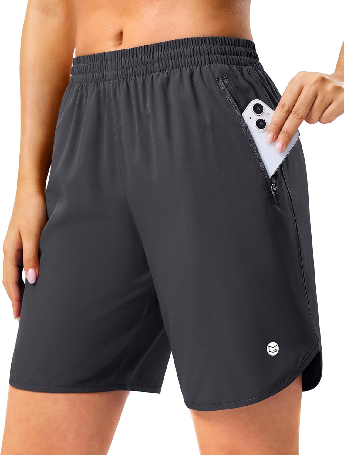 image:imageG Gradual 57 Athletic Running Shorts for Women 2 Zipper Pockets Lightweight Workout Gym Summer Dolphin Shorts with LinerDark Grey
