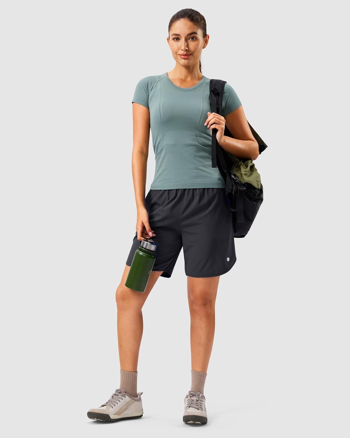 image:imageG Gradual 57 Athletic Running Shorts for Women 2 Zipper Pockets Lightweight Workout Gym Summer Dolphin Shorts with LinerDark Grey
