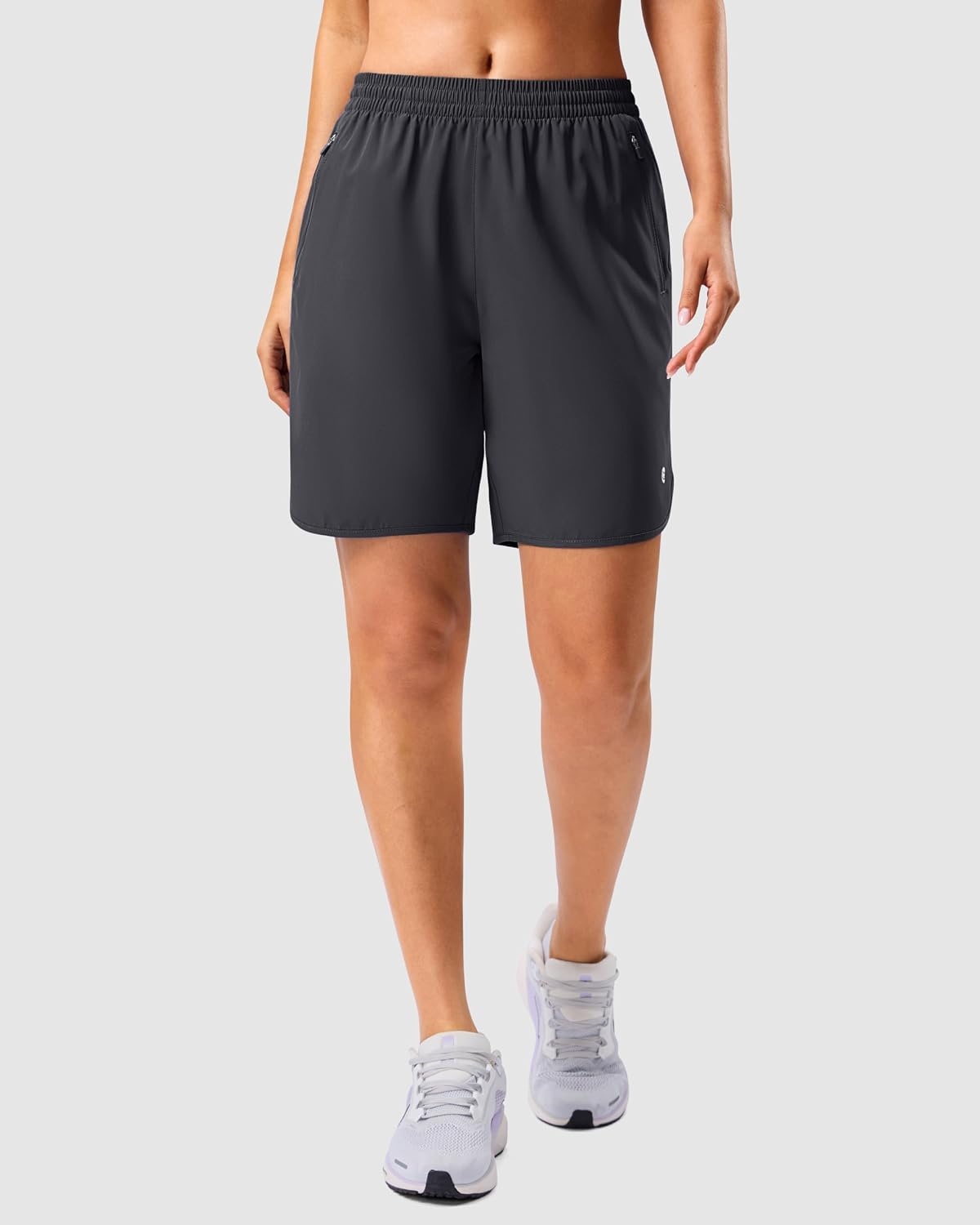 image:imageG Gradual 57 Athletic Running Shorts for Women 2 Zipper Pockets Lightweight Workout Gym Summer Dolphin Shorts with LinerDark Grey