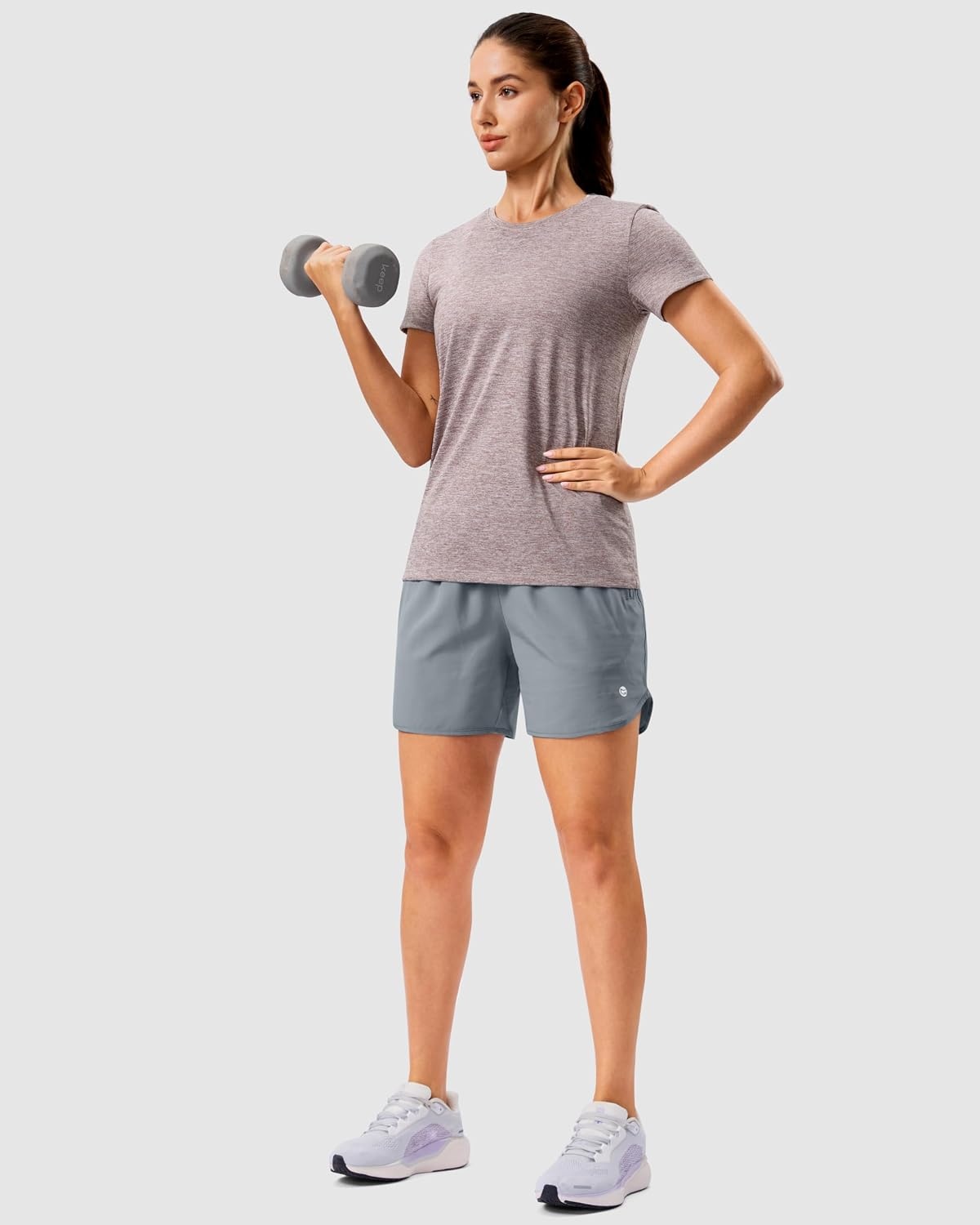 image:imageG Gradual 57 Athletic Running Shorts for Women 2 Zipper Pockets Lightweight Workout Gym Summer Dolphin Shorts with LinerLight Grey