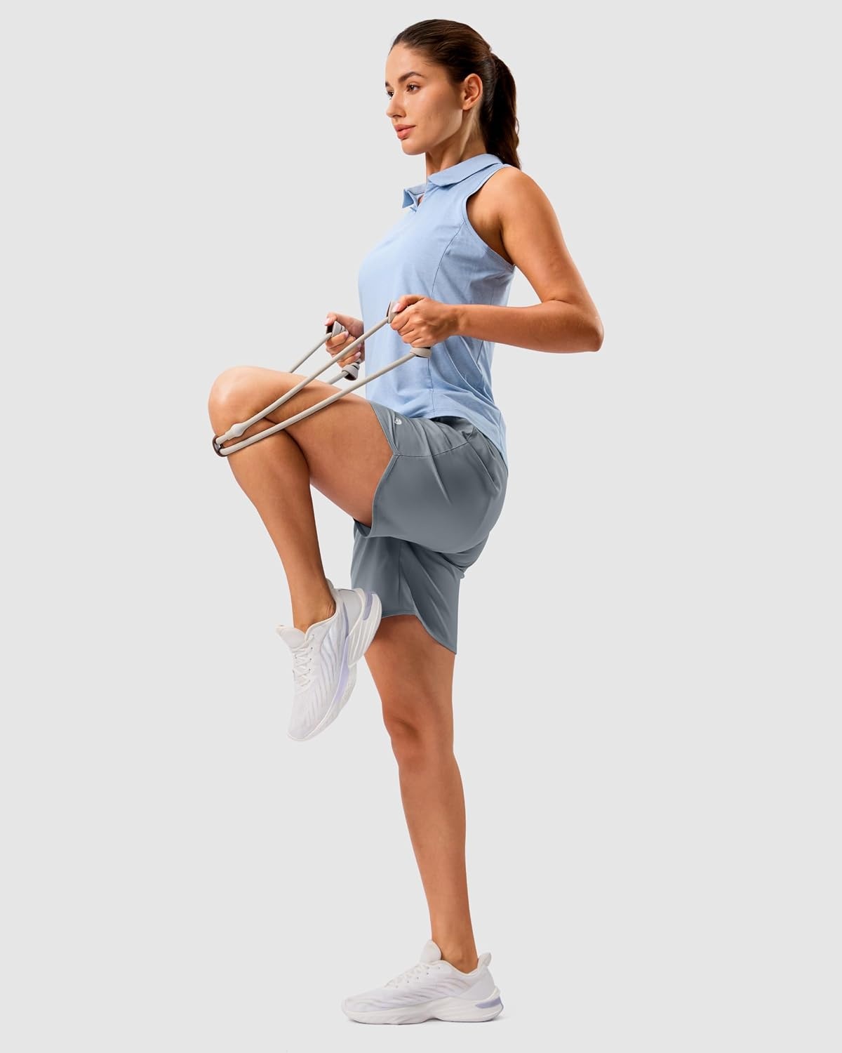 image:imageG Gradual 57 Athletic Running Shorts for Women 2 Zipper Pockets Lightweight Workout Gym Summer Dolphin Shorts with LinerLight Grey