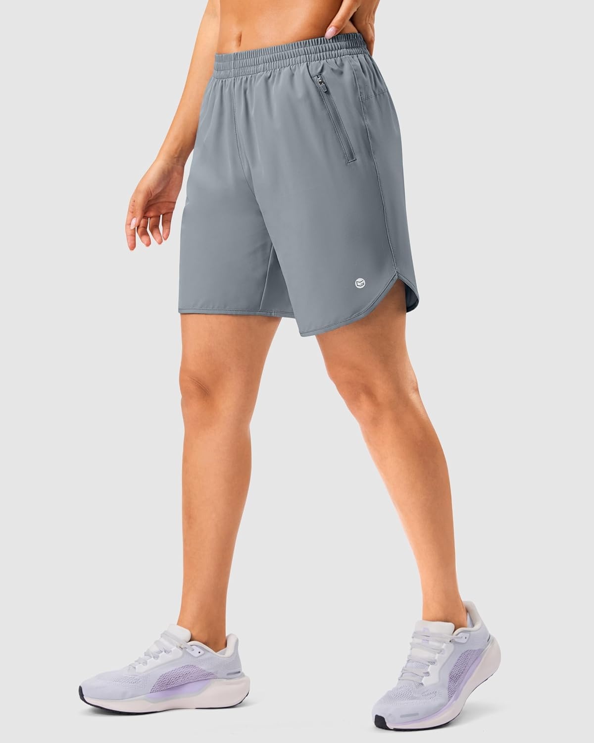 image:imageG Gradual 57 Athletic Running Shorts for Women 2 Zipper Pockets Lightweight Workout Gym Summer Dolphin Shorts with LinerLight Grey