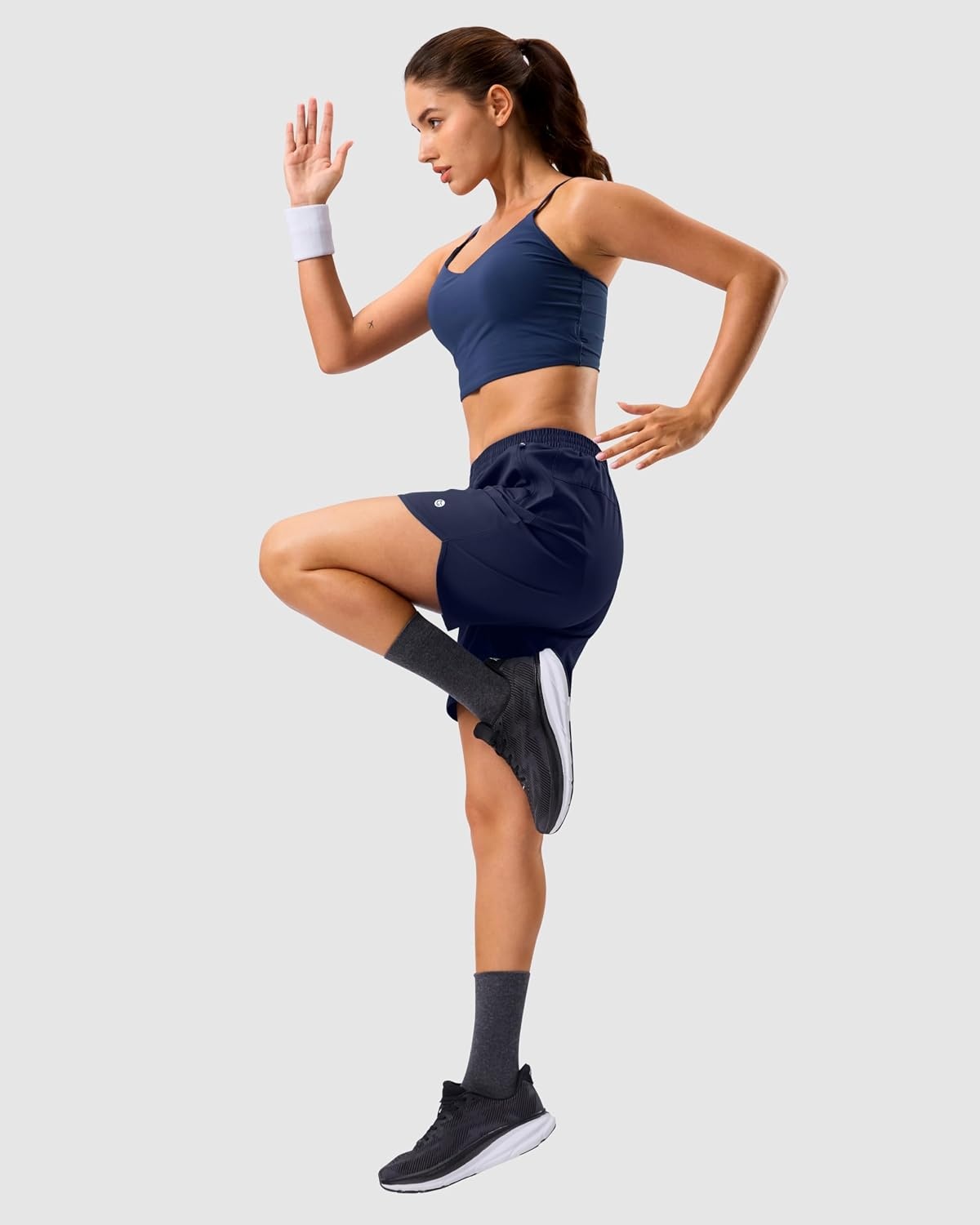 image:imageG Gradual 57 Athletic Running Shorts for Women 2 Zipper Pockets Lightweight Workout Gym Summer Dolphin Shorts with LinerNavy