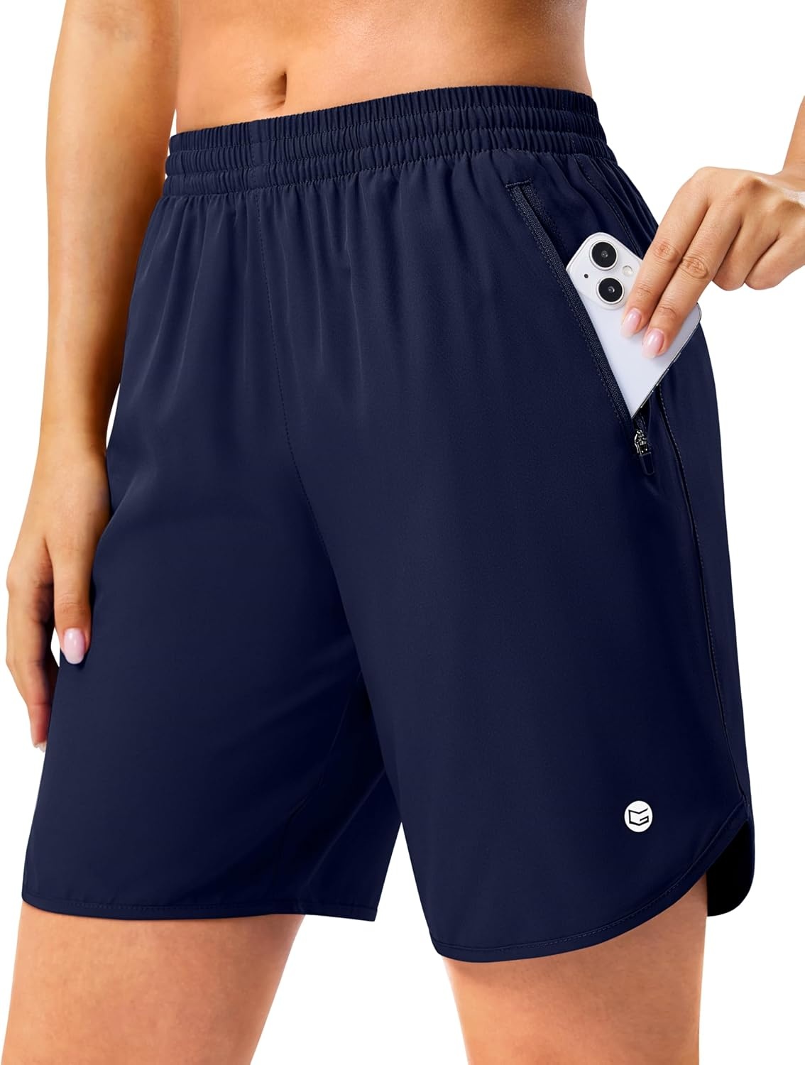 image:imageG Gradual 57 Athletic Running Shorts for Women 2 Zipper Pockets Lightweight Workout Gym Summer Dolphin Shorts with LinerNavy