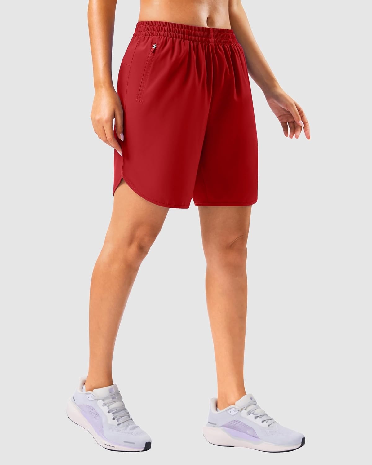image:imageG Gradual 57 Athletic Running Shorts for Women 2 Zipper Pockets Lightweight Workout Gym Summer Dolphin Shorts with LinerRed