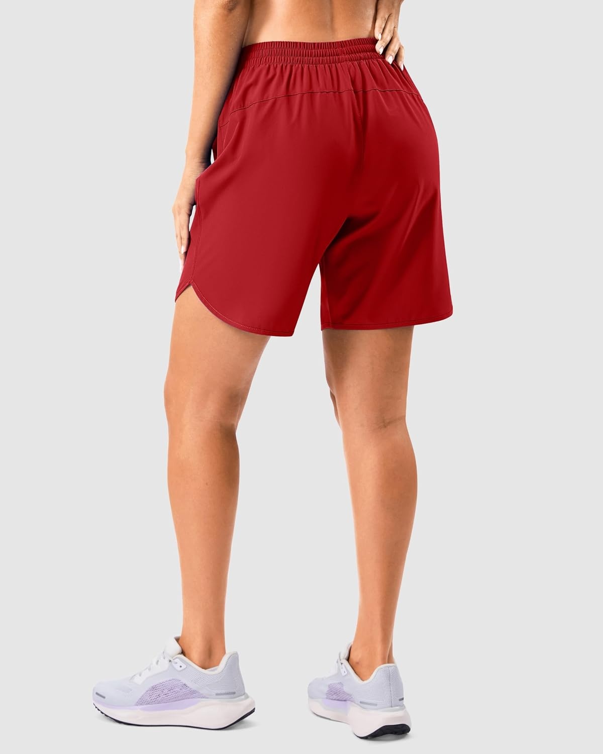 image:imageG Gradual 57 Athletic Running Shorts for Women 2 Zipper Pockets Lightweight Workout Gym Summer Dolphin Shorts with LinerRed