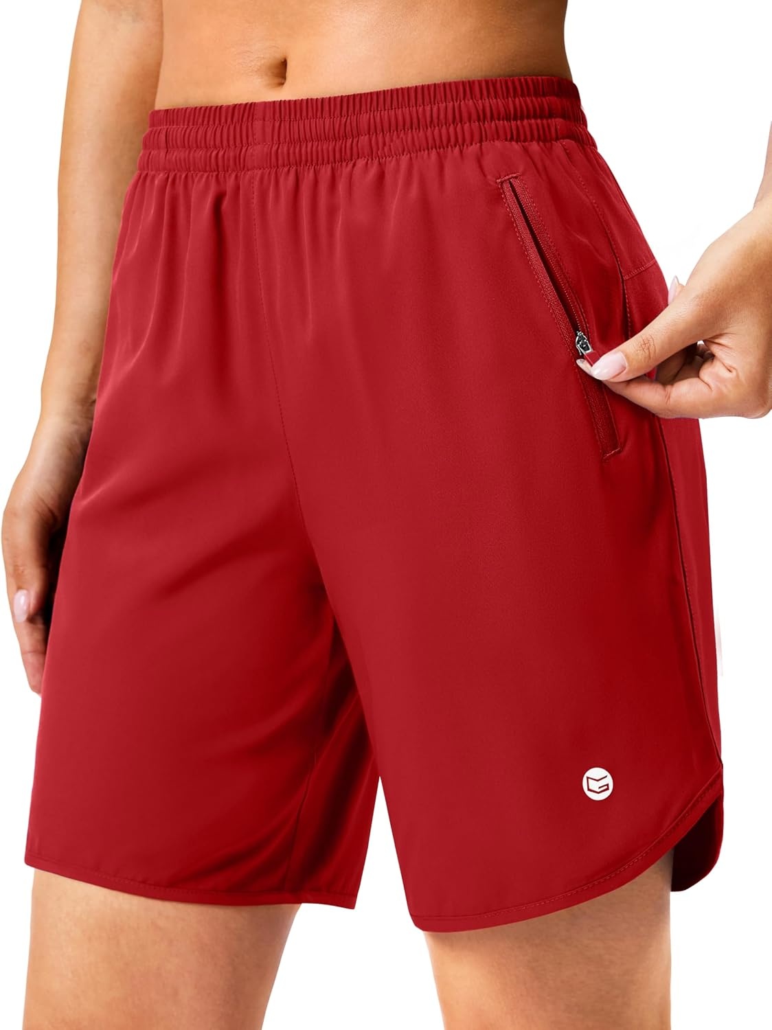 image:imageG Gradual 57 Athletic Running Shorts for Women 2 Zipper Pockets Lightweight Workout Gym Summer Dolphin Shorts with LinerRed