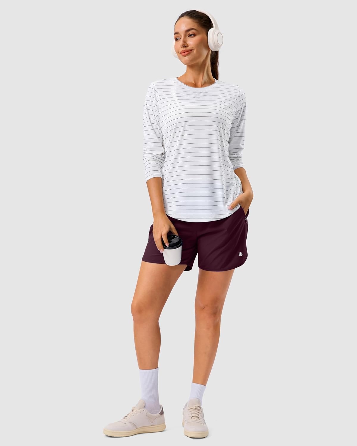 image:imageG Gradual 57 Athletic Running Shorts for Women 2 Zipper Pockets Lightweight Workout Gym Summer Dolphin Shorts with LinerWine