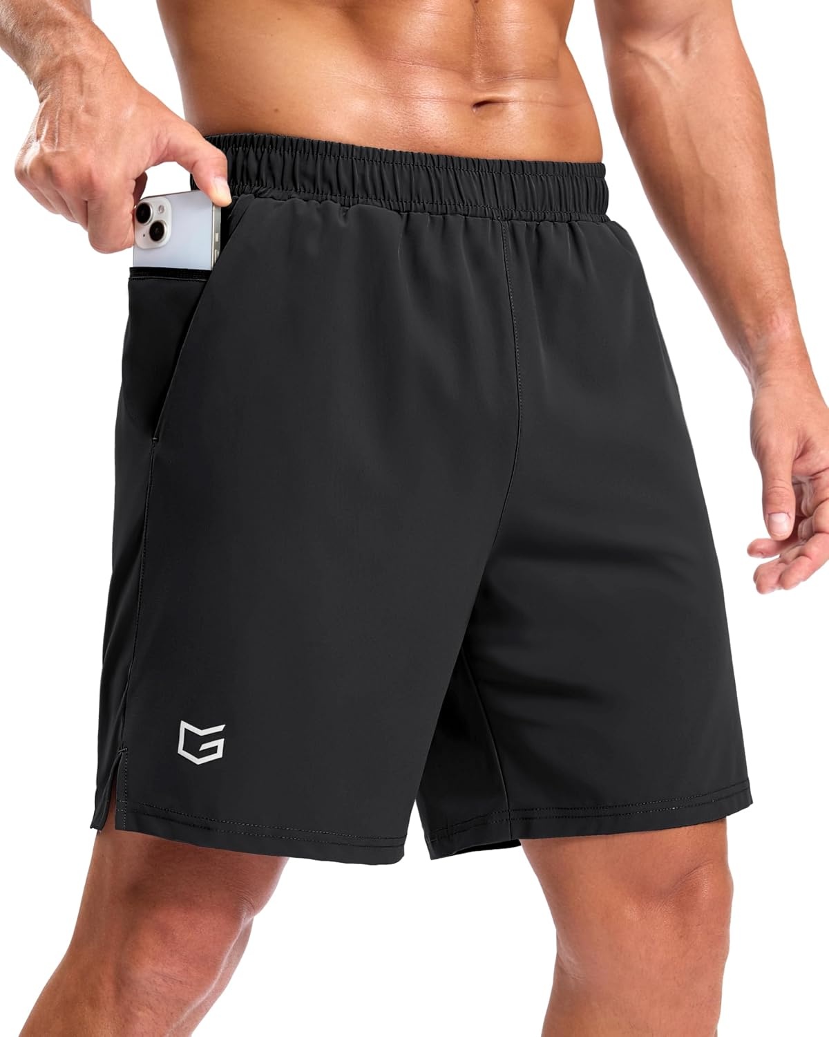 image:imageG Gradual Mens Workout Gym Shorts with 2 Zipper Pockets 7 5 9 Quick Dry Athletic Running Basketball Shorts for MenBlack
