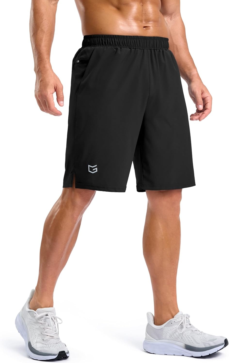 image:imageG Gradual Mens Workout Gym Shorts with 2 Zipper Pockets 7 5 9 Quick Dry Athletic Running Basketball Shorts for MenBlack