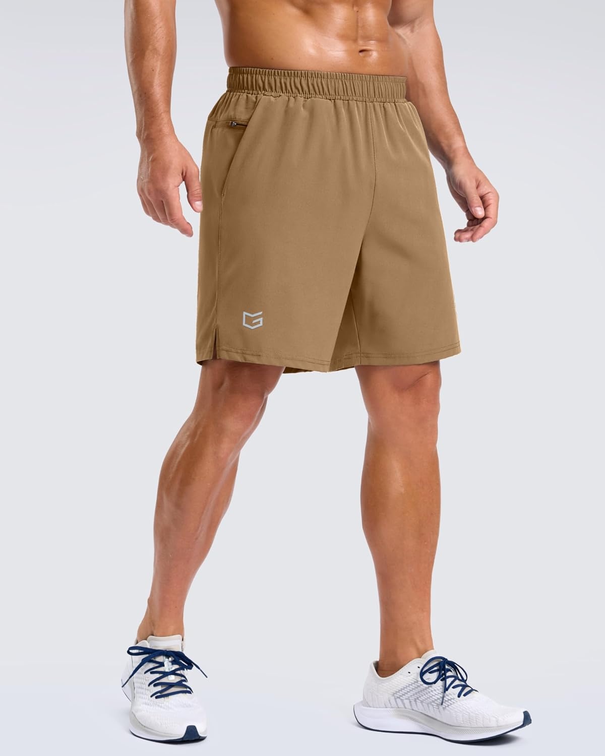 image:imageG Gradual Mens Workout Gym Shorts with 2 Zipper Pockets 7 5 9 Quick Dry Athletic Running Basketball Shorts for MenDark Khaki