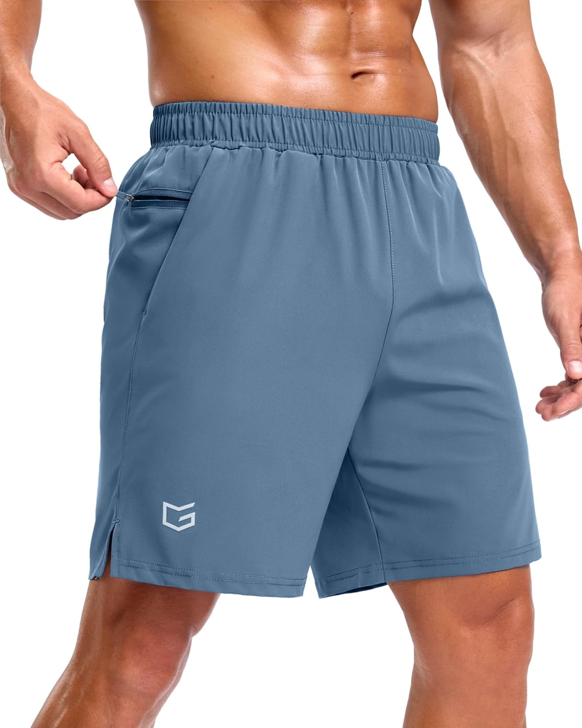 image:imageG Gradual Mens Workout Gym Shorts with 2 Zipper Pockets 7 5 9 Quick Dry Athletic Running Basketball Shorts for MenDusty Blue