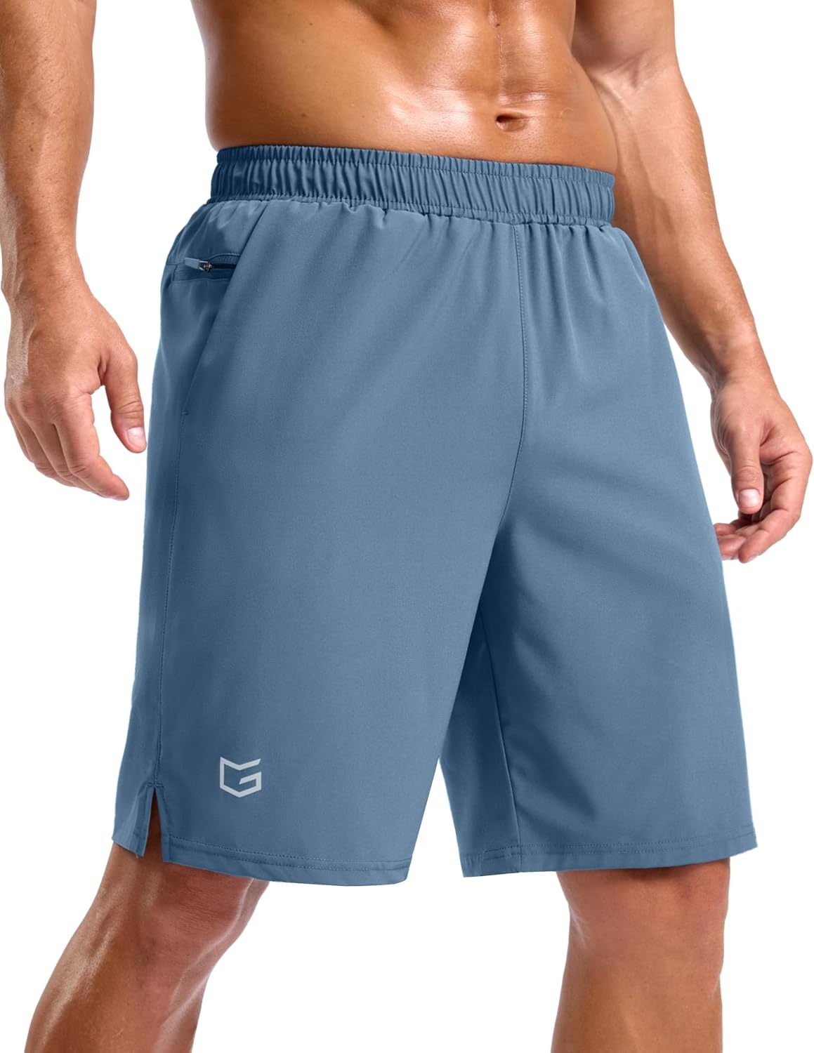 image:imageG Gradual Mens Workout Gym Shorts with 2 Zipper Pockets 7 5 9 Quick Dry Athletic Running Basketball Shorts for MenDusty Blue