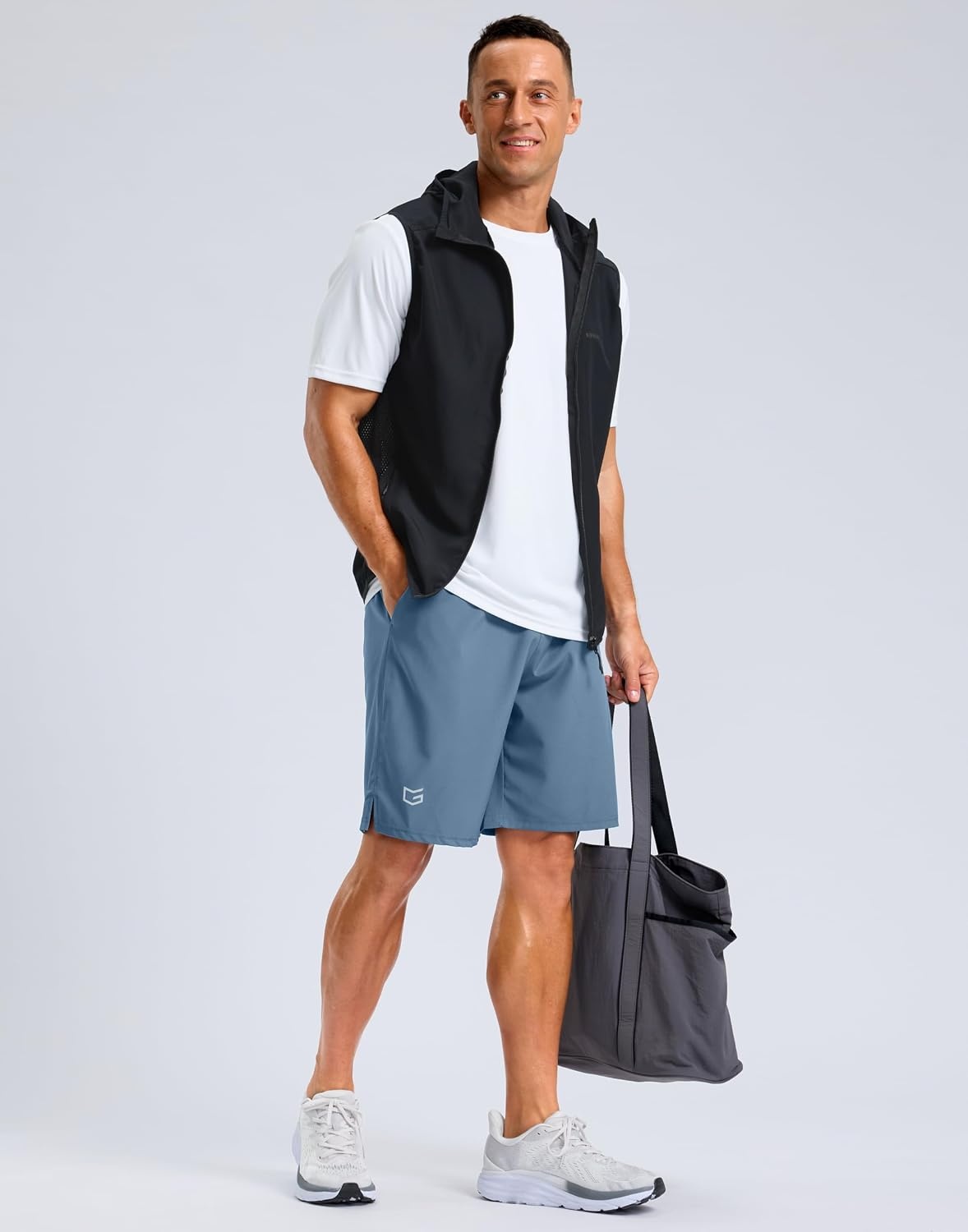 image:imageG Gradual Mens Workout Gym Shorts with 2 Zipper Pockets 7 5 9 Quick Dry Athletic Running Basketball Shorts for MenDusty Blue