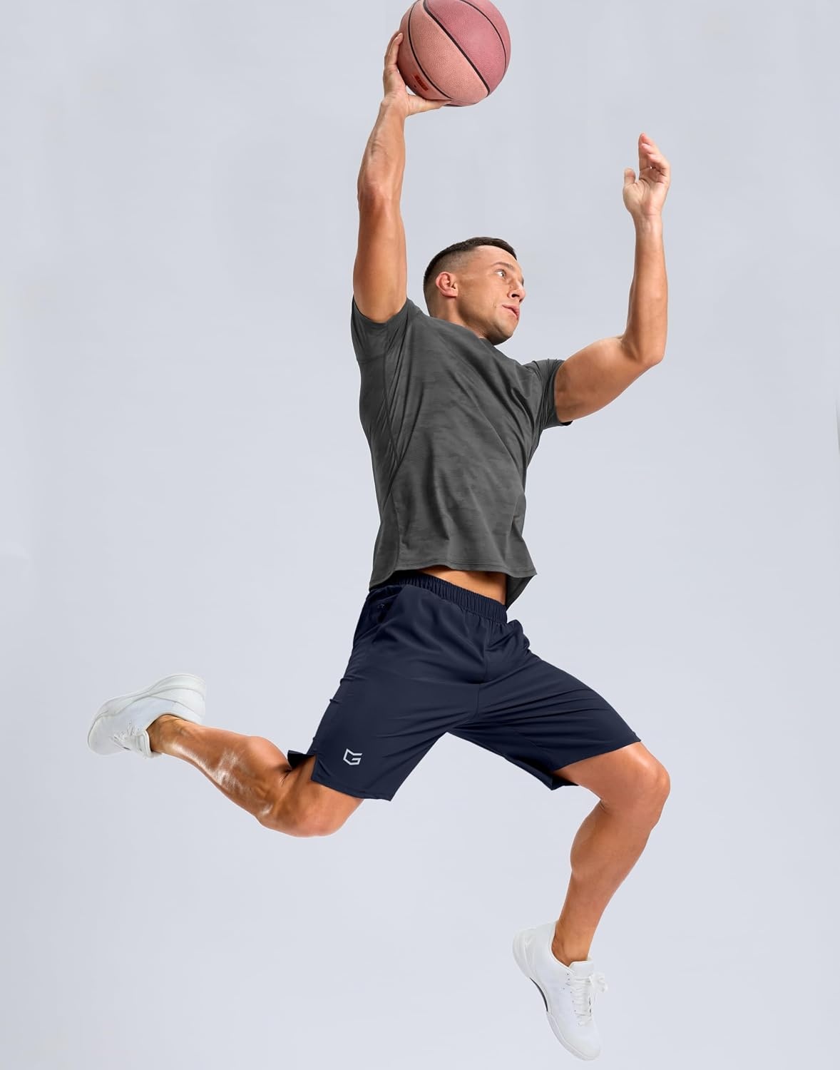 image:imageG Gradual Mens Workout Gym Shorts with 2 Zipper Pockets 7 5 9 Quick Dry Athletic Running Basketball Shorts for MenNavy