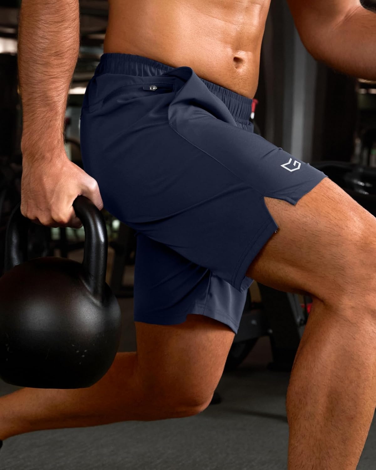 image:imageG Gradual Mens Workout Gym Shorts with 2 Zipper Pockets 7 5 9 Quick Dry Athletic Running Basketball Shorts for MenNavy
