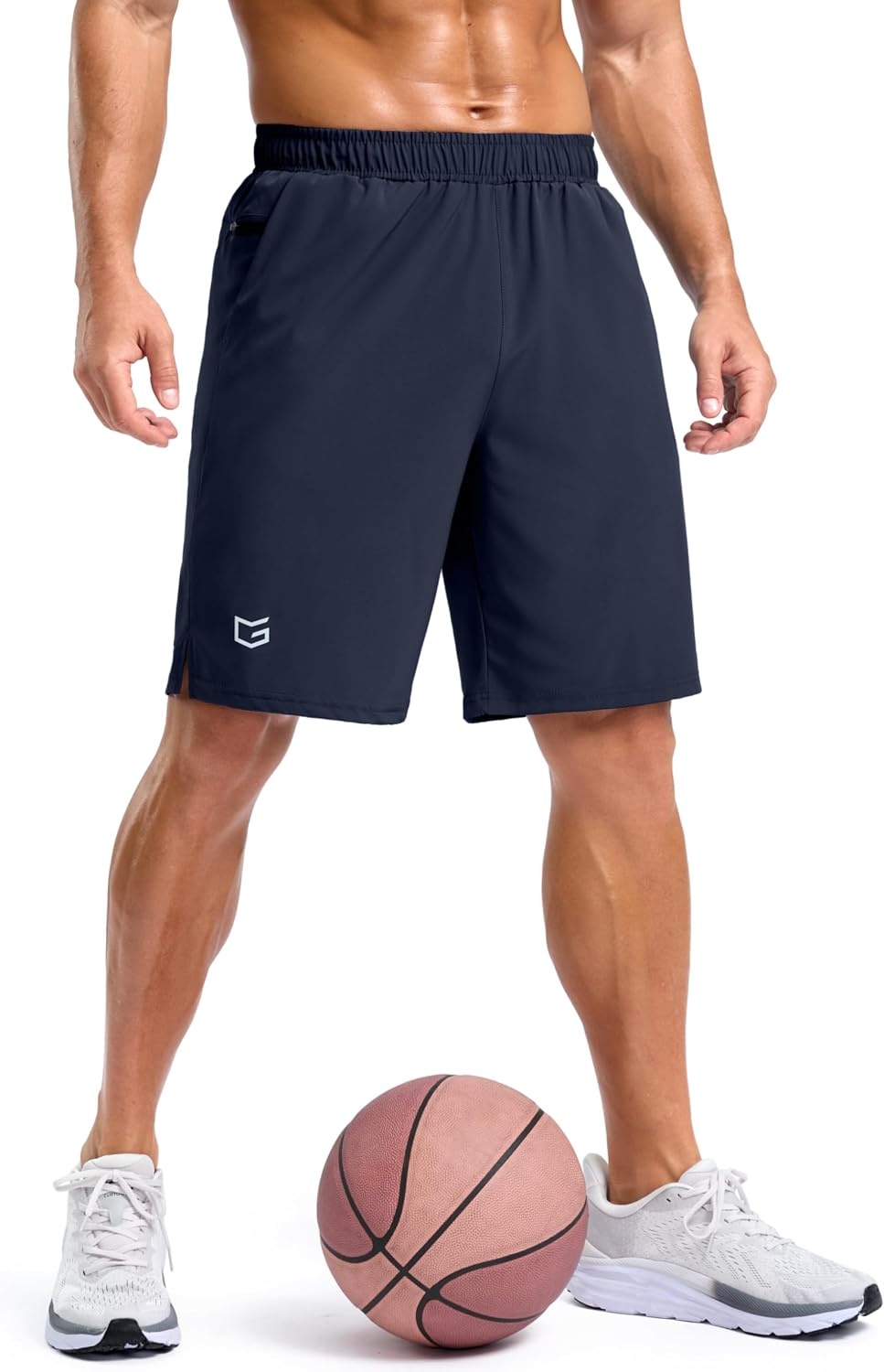 image:imageG Gradual Mens Workout Gym Shorts with 2 Zipper Pockets 7 5 9 Quick Dry Athletic Running Basketball Shorts for MenNavy