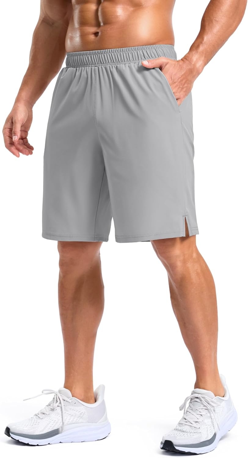 image:imageG Gradual Mens Workout Gym Shorts with 2 Zipper Pockets 7 5 9 Quick Dry Athletic Running Basketball Shorts for MenPlatinum Grey