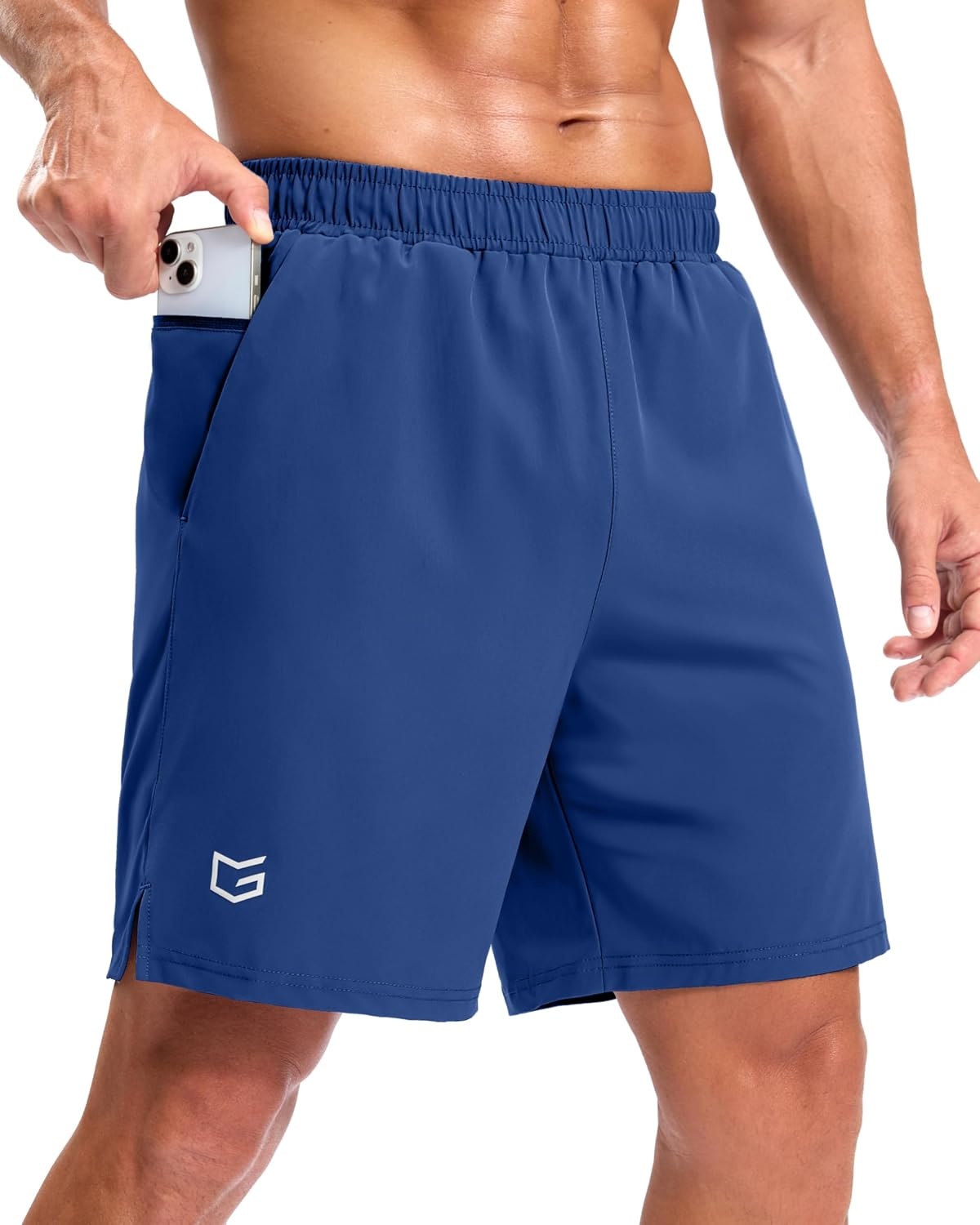 image:imageG Gradual Mens Workout Gym Shorts with 2 Zipper Pockets 7 5 9 Quick Dry Athletic Running Basketball Shorts for MenRoyal Blue