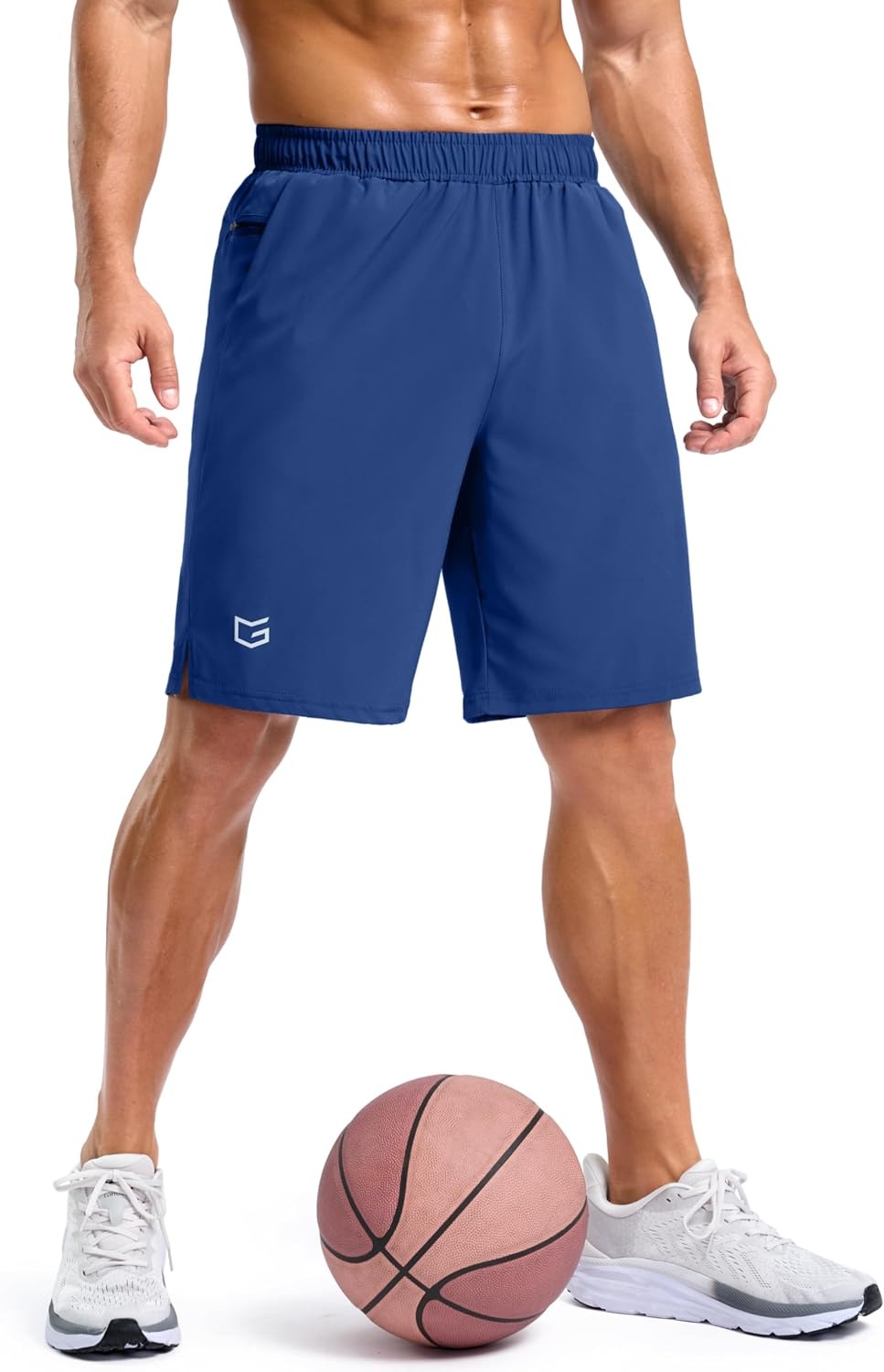 image:imageG Gradual Mens Workout Gym Shorts with 2 Zipper Pockets 7 5 9 Quick Dry Athletic Running Basketball Shorts for MenRoyal Blue