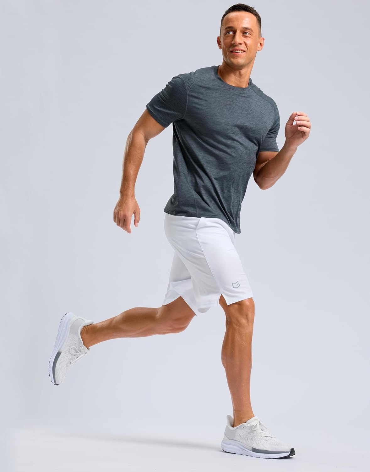 image:imageG Gradual Mens Workout Gym Shorts with 2 Zipper Pockets 7 5 9 Quick Dry Athletic Running Basketball Shorts for MenWhite