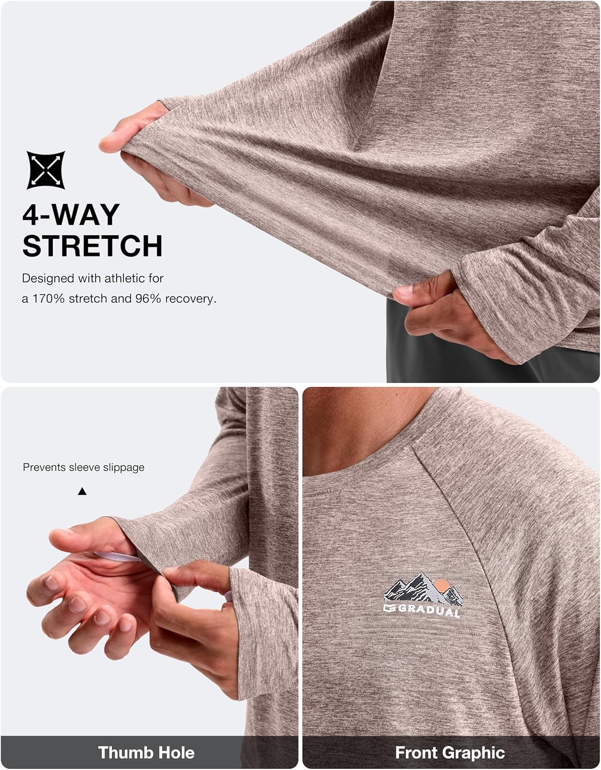 image:imageMens Sun Protection Shirts UPF 50 Rash Guard for Men Swim Long Sleeve Hiking Fishing Athletic Workout ShirtPeak a